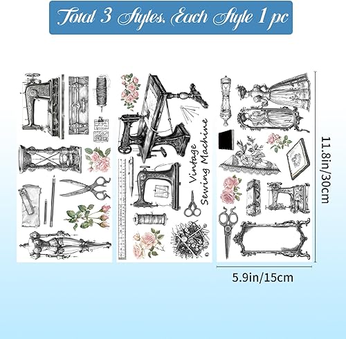 Vista 16 de GLOBLELAND 3 hojas de transferencia de flores vintage para muebles, 6 x 12 pulgadas, libro y hongos frotados en transferencia, autoadhesivos, arte