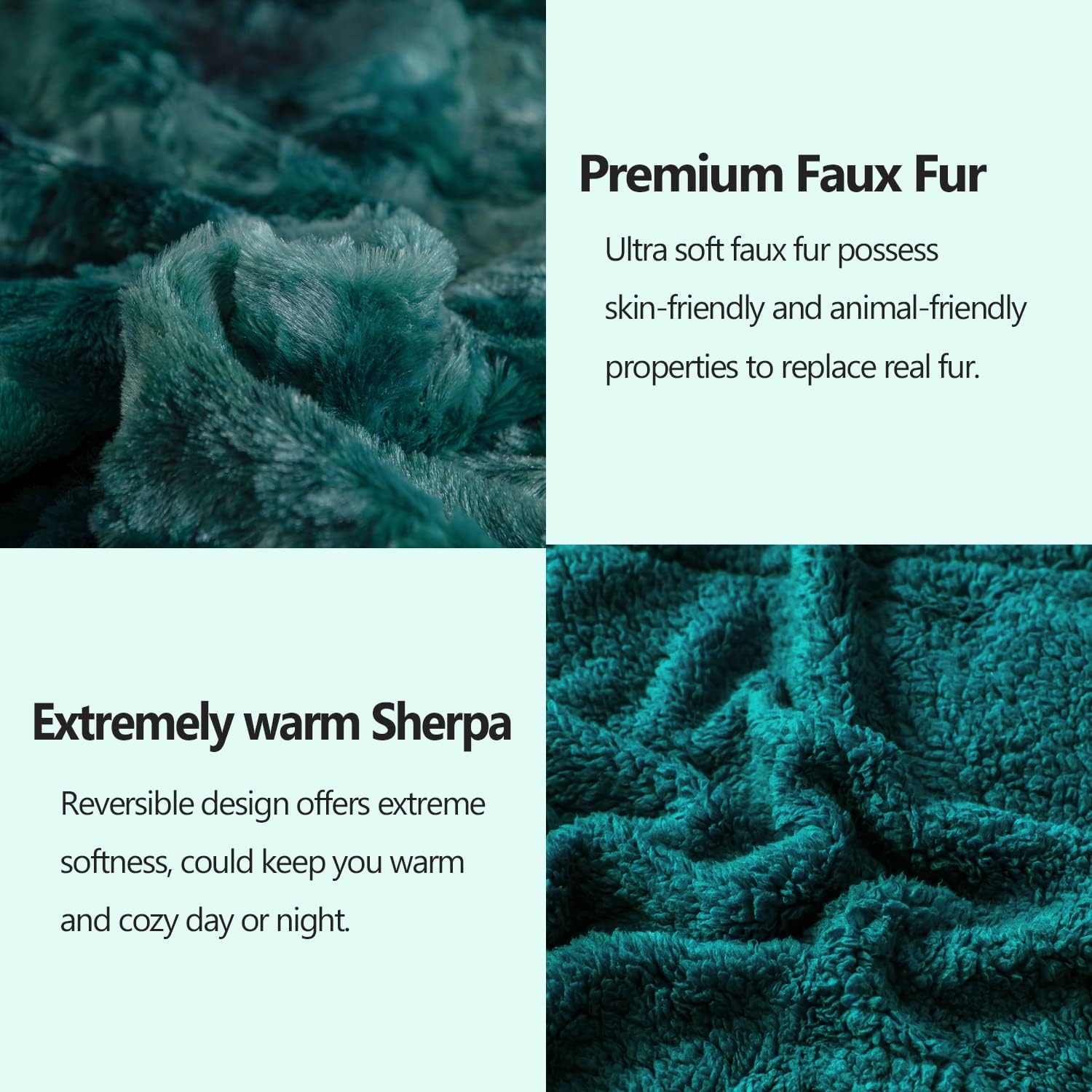 NEWCOSPLAY Super Soft Faux Fur Blanket Twin Size Tie-dye Dark Teal Sherpa Fuzzy Plush Warm Blanket for Sofa Bed (Tie-dye Dark Teal, Twin(60"x80")) - Image 5