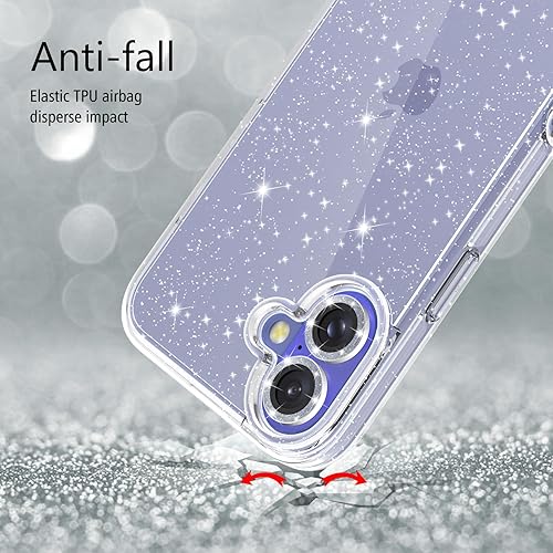 Miniatura 34 de Funda con purpurina diseñada para iPhone 15 Pro Max, con [2 unidades] protector de pantalla y [paquete de 3] protector de lente de cámara brillante