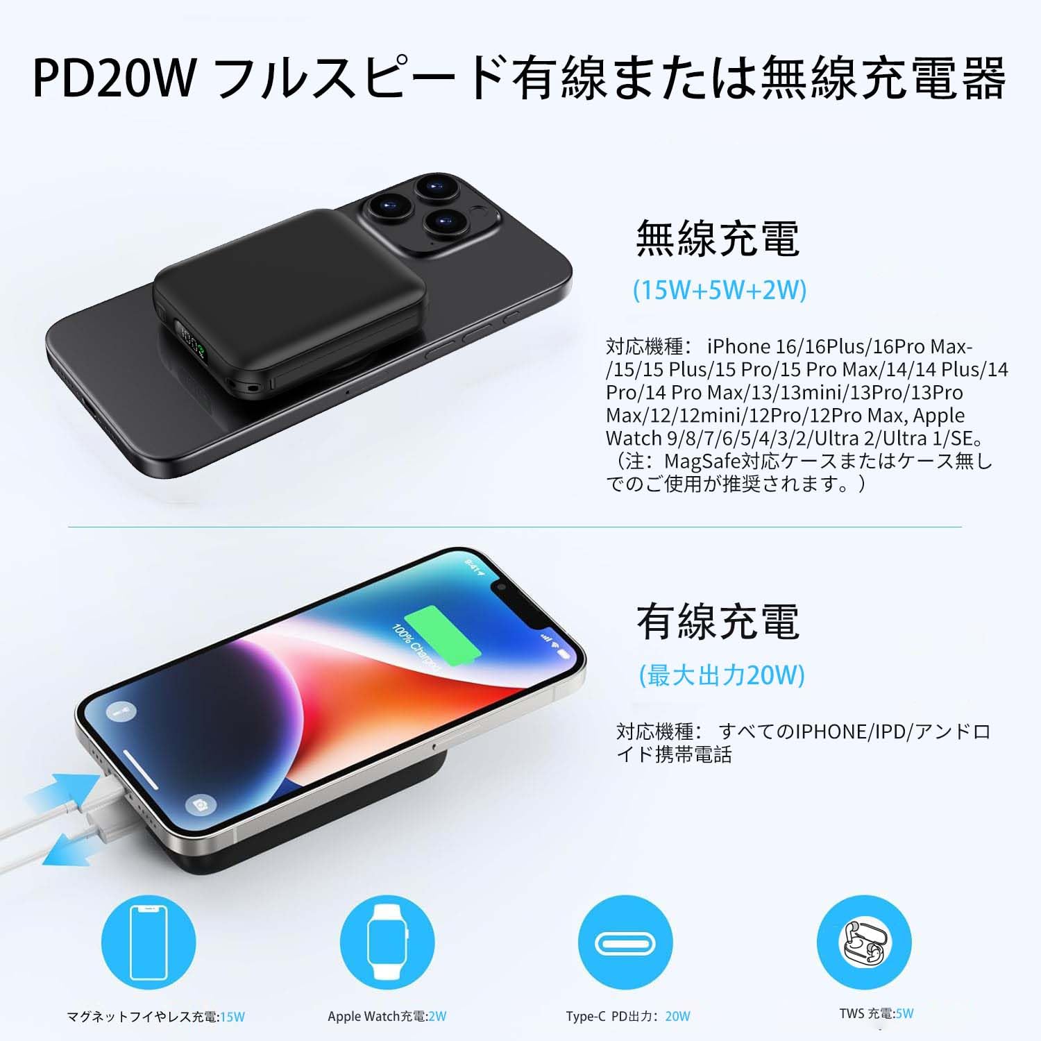Amazon | 【業界初3IN1の超小型】Anwineke Magsafe対応 モバイル