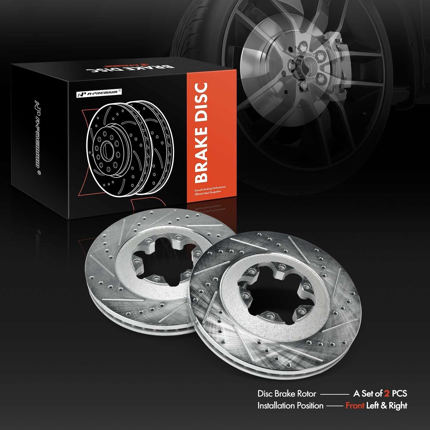 A-Premium 11.73 inch (298mm) Front Drilled and Slotted Disc Brake Rotors Compatible with Select Chevrolet & GMC Models - Colorado 2009-2012, Canyon 2009-2012, 2-PC Set