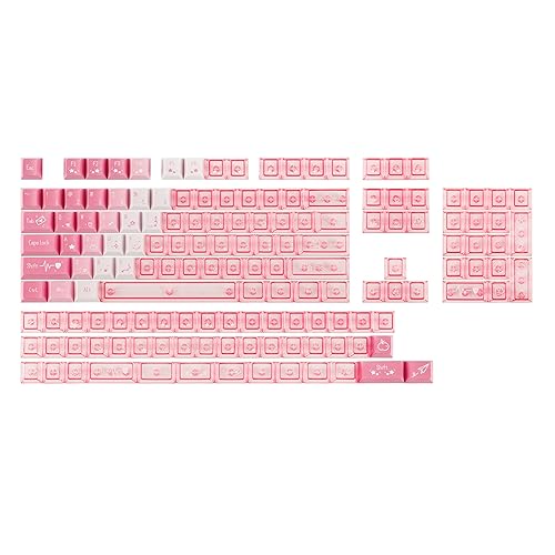 EPOMAKER DuoChrome Keycaps Set, 150 Keys, Cherry Profile, Shine Through, PBT+PC, Dye-sub, 65%/75%/TKL/96%/Full Size, Custom Keyboard Keycaps Set for Mechanical Gaming Keyboard (Pink) - Pink