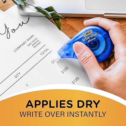 Miniatura 5 de BIC Cinta correctora blanca  Cinta correctiva EZ Correct  Paquete de 7  39.3 pies cada uno  Cinta blanca  Cinta de corrección opaca resistente al