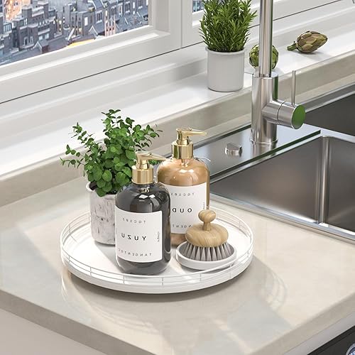 Miniatura 4 de Bandeja de baño de madera de roble de 12 pulgadas para mostrador, bandeja de tocador para perfumes, loción, velas, maquillaje, joyería, fregadero,