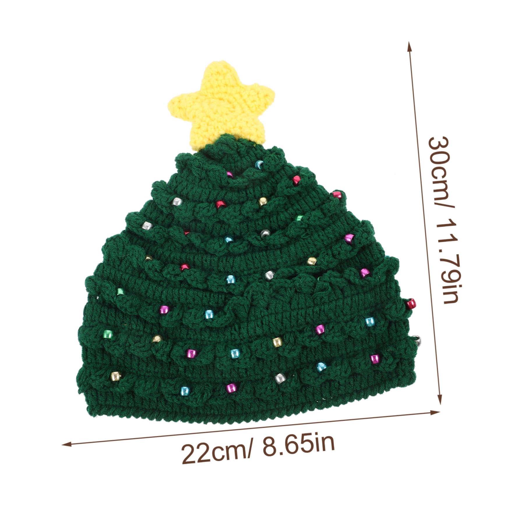 PRETYZOOM Unisex Christmas Tree Knitted Hat Handmade Festive Xmas Cap for Adults with Pom Pom Cozy Holiday Decoration for Parties