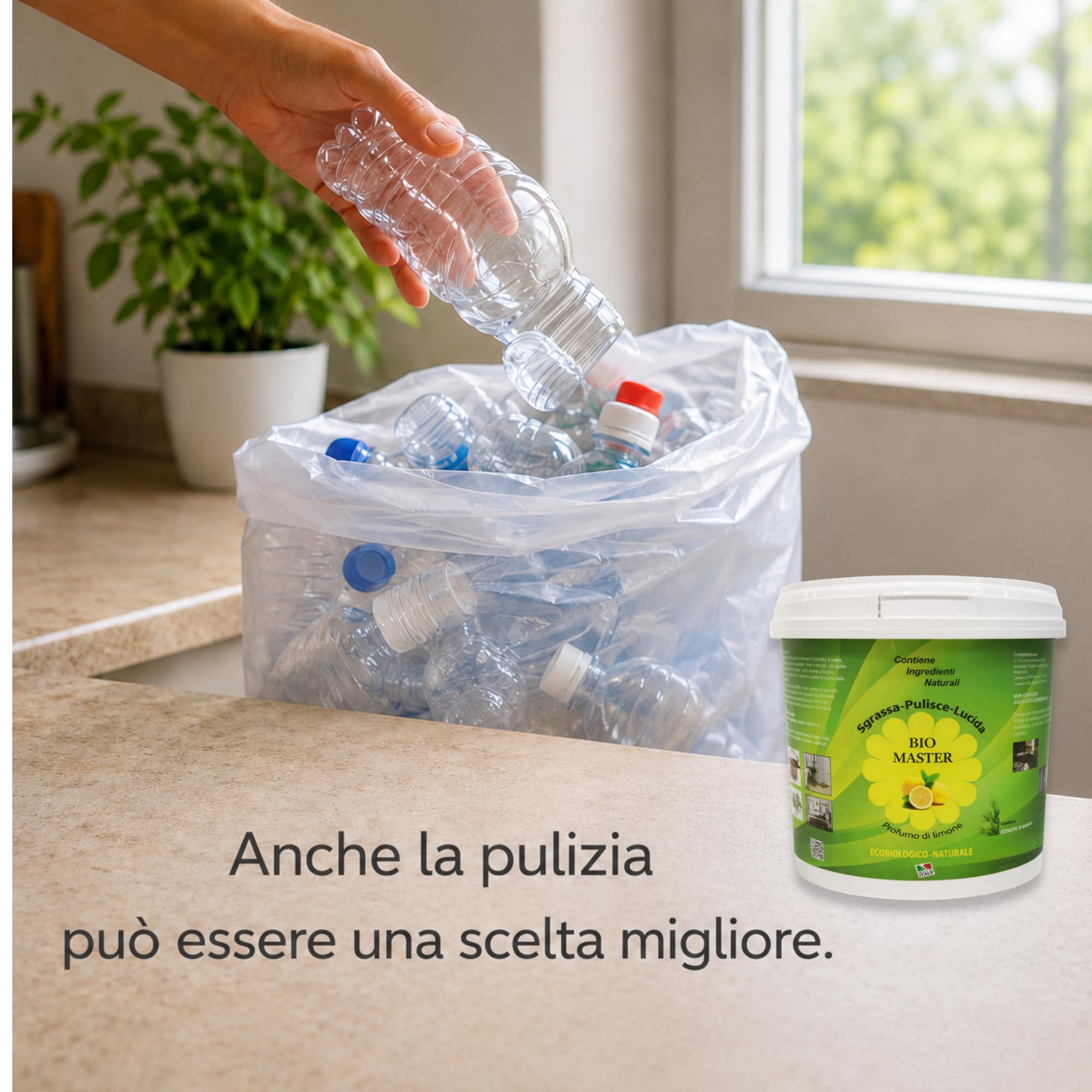Sgrassatore Universale Naturale. Elimina il Grasso e Lucida Tutte le Superfici. Ideale per la Pulizia di Casa, Cucina, Bagno, Auto e Moto. Profumo di Limone. Con Spugna Inclusa. (4 kg)