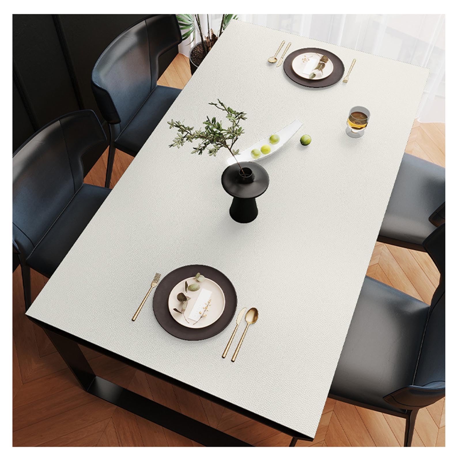 Tovaglia impermeabile moderna antiscivolo per tavolo da pranzo quadrata (80 x 120 cm bianco) – Design elegante per casa ed eventi, tessuto facile da pulire