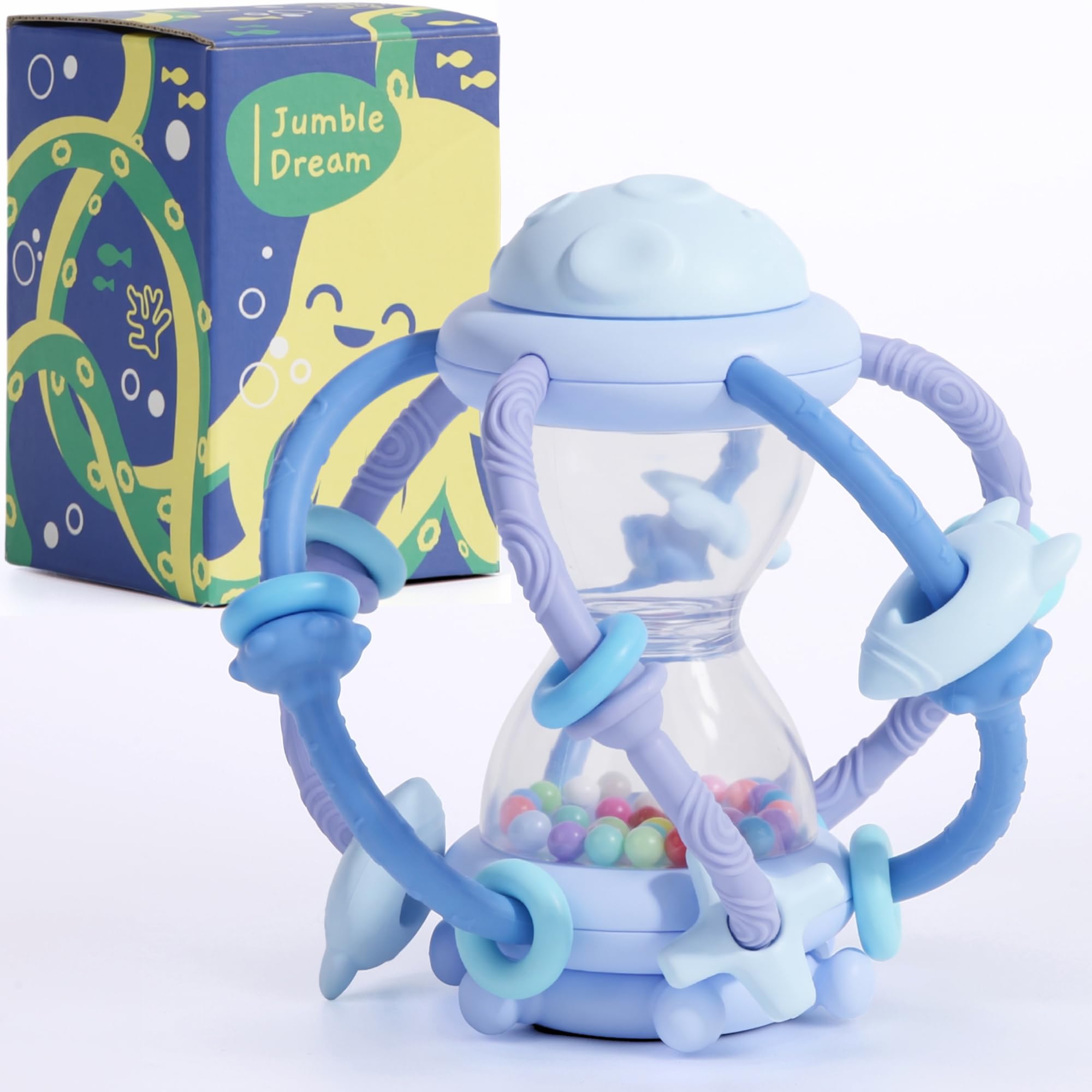 Baby Teething Toy & Rattle by Jumble Dream, BPA-Free Teether Silicone Sensory Toy for Babies, 0-12 Months Infant Toy, Soft
