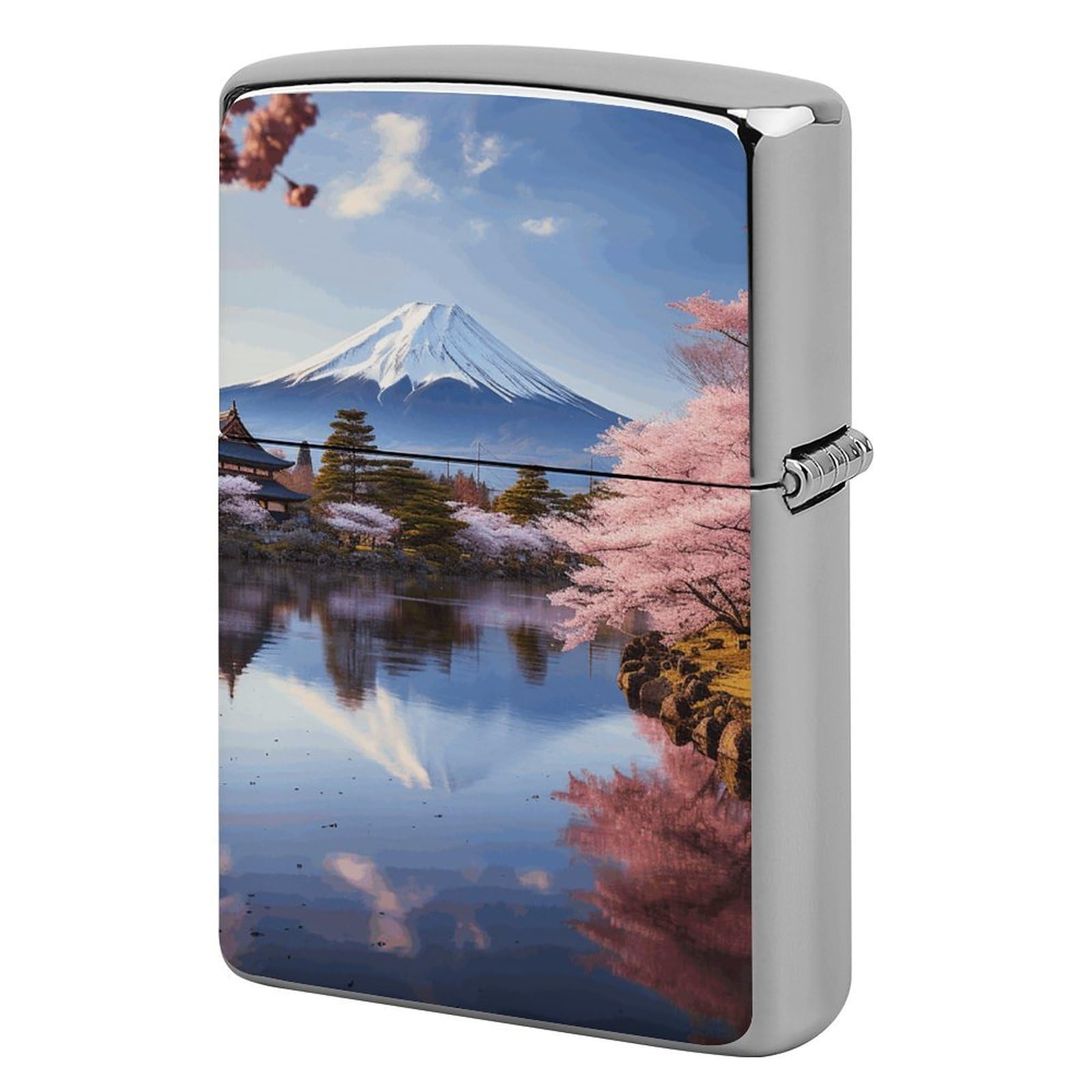 Mount Fuji Cherry Blossom Trees Lighter Cover for Men, Personalized Lighter Case for Birthday Gift, Flip-Top Lighters Protective Cover, Portable Lighters Shell for Outdoor, Travel