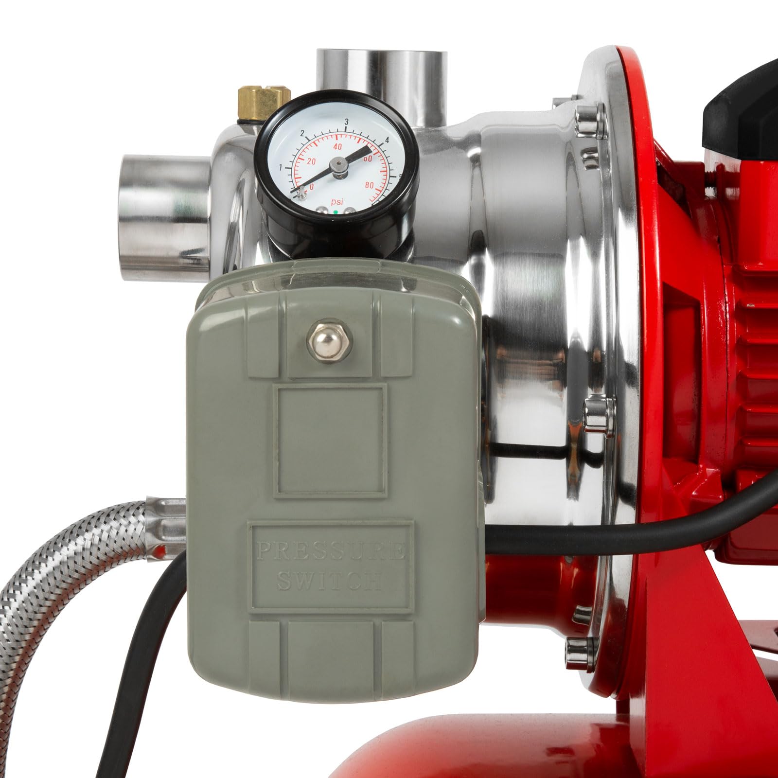 EBERTH Bomba de agua doméstica 3600L/h, 4 bar, 750W, presostato para funcionamiento automático, Depósito de 50L acero pintado, autocebante, altura de aspiración 9m, altura de impulsión 40m