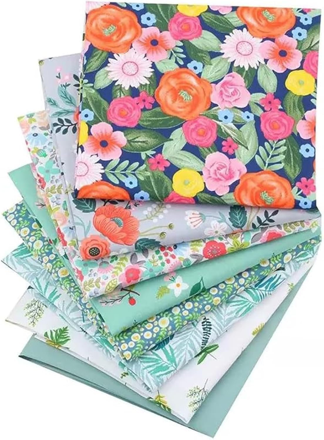 CraftsFabrics 8pcs (40cmx 50cm) Floral Printed Fat Quarters Fabric Bundle 100% Cotton Precut Fabric Bundle for Quilting, Patchwork, Arts & Crafts, Clothing, Sewing, DIY Projects; (Pink)