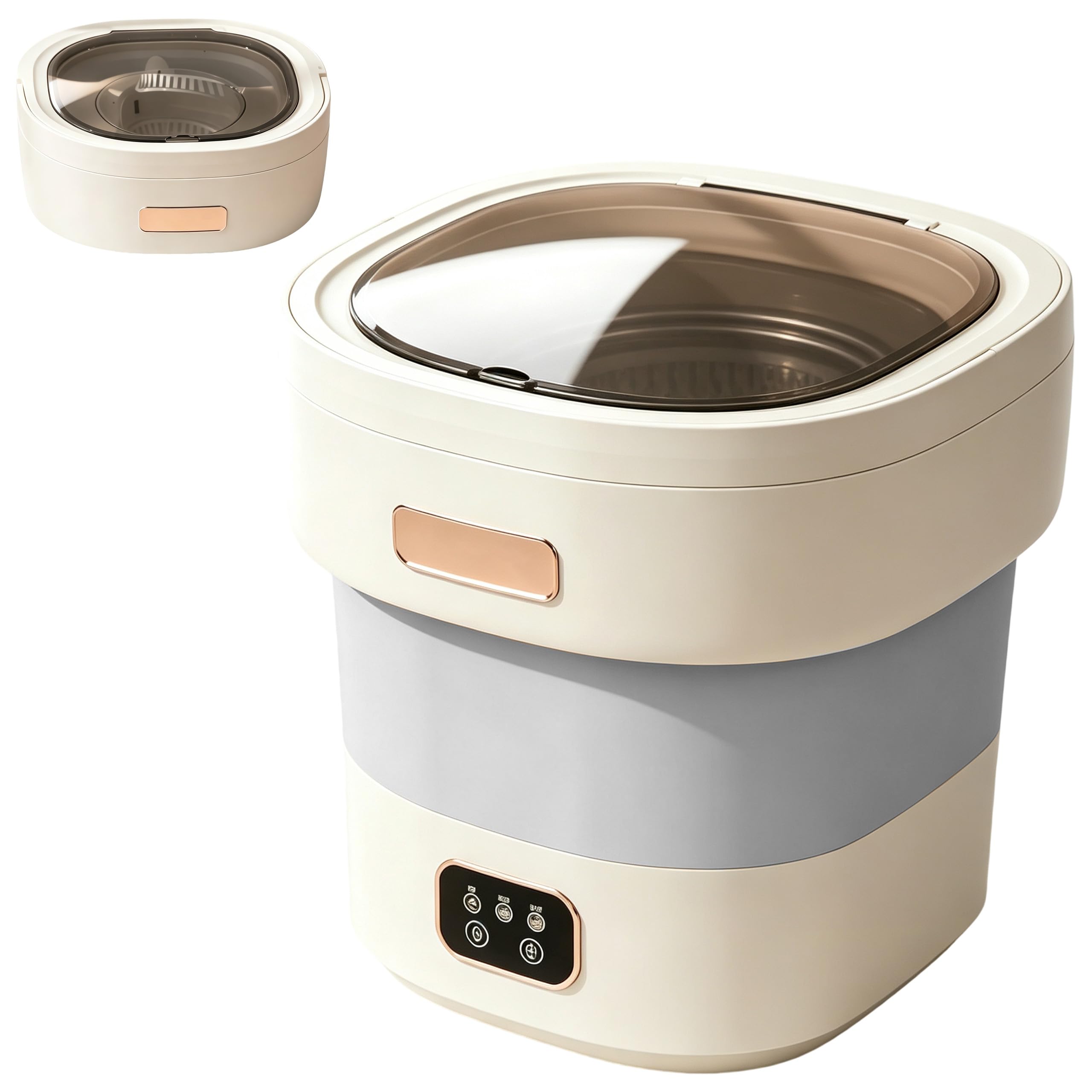 Mini lavadora portátil de 12 L con escurridor plegable para ropa de bebé ropa interior camping pequeña lavadora para acampar casa apartamentos (gray)
