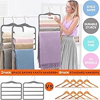 Vista 4 de Organizadores y almacenamiento de armario, perchas mágicas para pantalones que ahorran espacio, perchas para faldas de 4 niveles, perchas para jeans