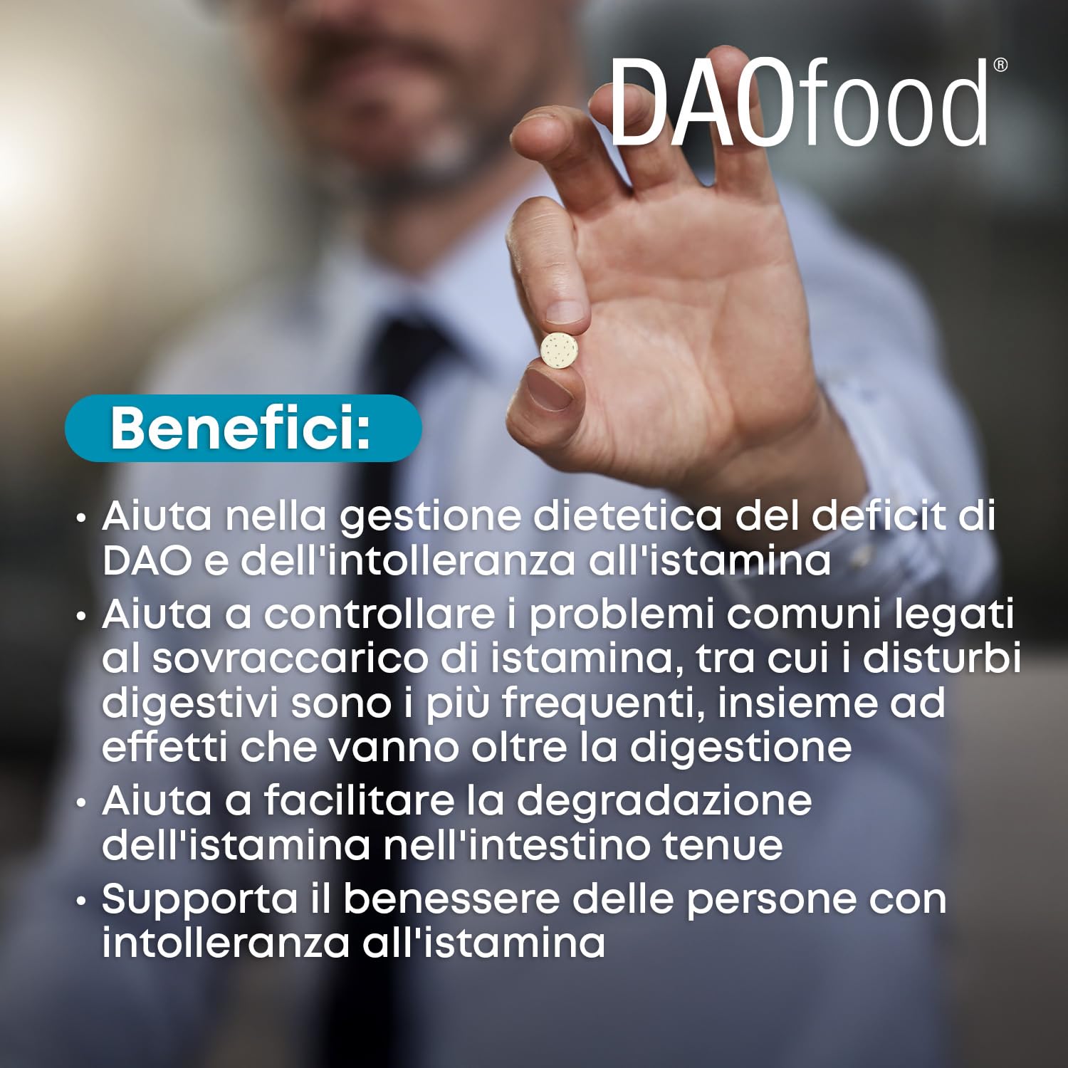 DR Healthcare - DAOfood - Enzima DAO - Supporta l’Equilibrio dell’Istamina Alimentare - Dispenser con 60 Mini-Compresse Gastroresistenti