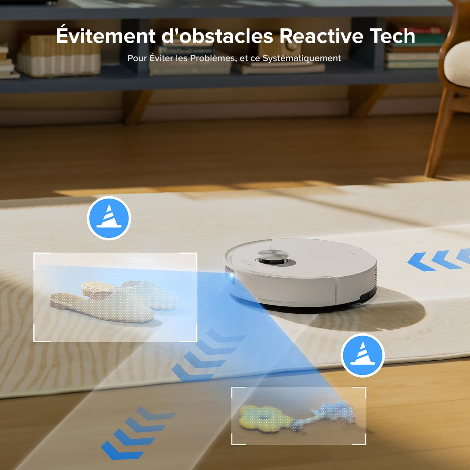 roborock Q10 S5+ Aspirateur Robot Laveur avec Station, 10000 Pa Aspiration, Vidage Automatique, Double Anti-emmêlement, Système VibraRise 2.0, Navigation & Cartographie, Évitement d'obstacles, APP