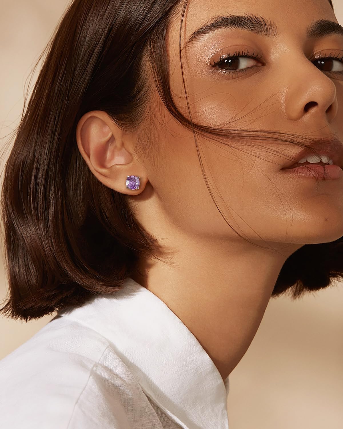 Birthstone Stud Earrings for Women, 925 Sterling Silver Rose Cut Gemstone Zirconia, Hypoallergenic Vintage Earrings, Birthday Anniversary Mother’s Day Christmas Gifts for Her - Image 2