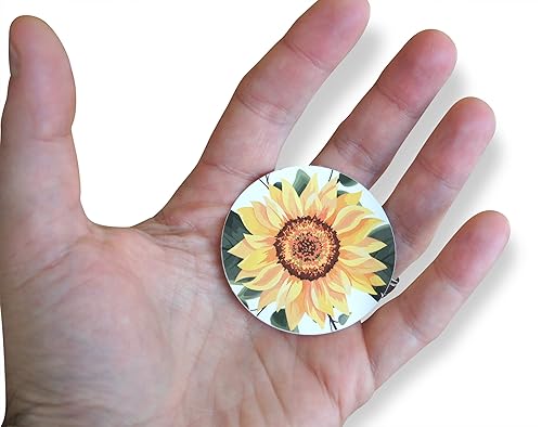 Miniatura 4 de Novel Merk Calcomanías de vinilo de girasol, calcomanías individuales redondas de 2 pulgadas para laptop, botella de agua, recuerdos de fiesta y