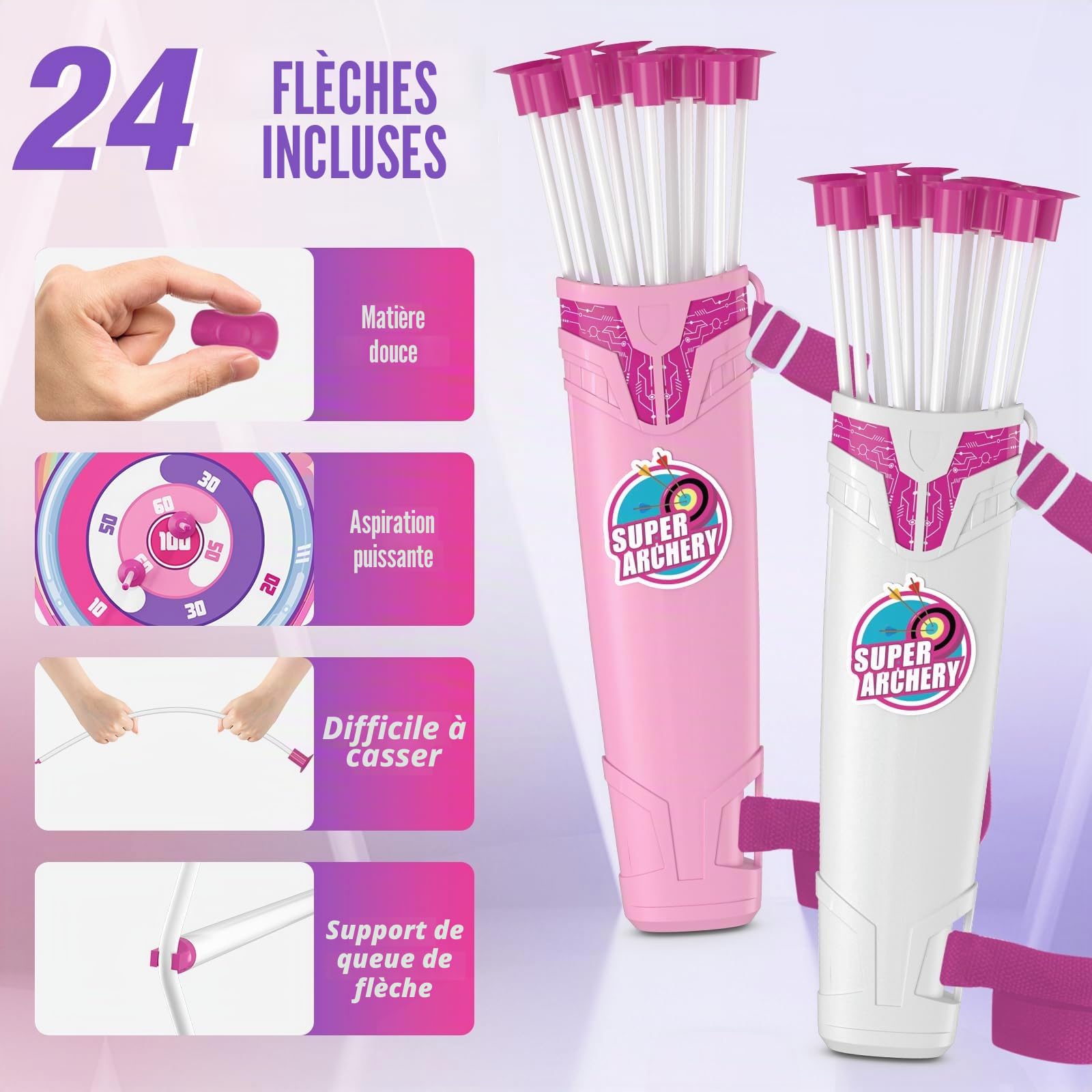 HYES Tir à l'arc Flèche et Arc Jouet pour Enfants, Kit de Tir à l'arc avec Lumières LED, flèches à Ventouse, Cible Debout, Flèches et Cibles de Score, Jouet d'Intérieur et d'Extérieur