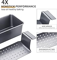 Vista 8 de HONGBAKE Sartén para pastel de carne con bandeja de drenaje, moldes para pan de 9 x 5 pulgadas con inserto, antiadherente para pastel de carne