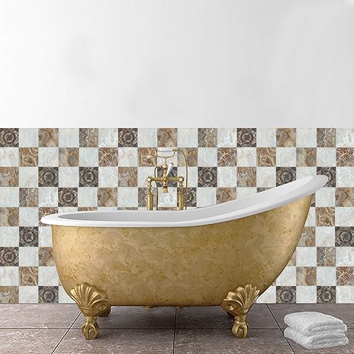 Miniatura 2 de Lukery Azulejo de despegar y pegar, impermeable, para cocina, azulejos de mosaico simples, autoadhesivos, azulejos de pared de PVC, calcomanías de