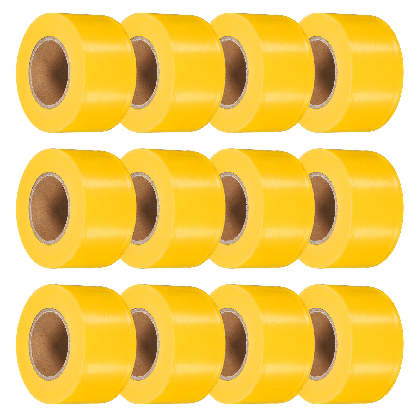 PATIKIL 12 Confezioni Nastro Segnaletico Fluorescente Giallo, 1.5" x 150 Ft Nastro PVC Neon Non Adesivo Rotolo Marcatura Per Segnalazione Alberi, Sentieri