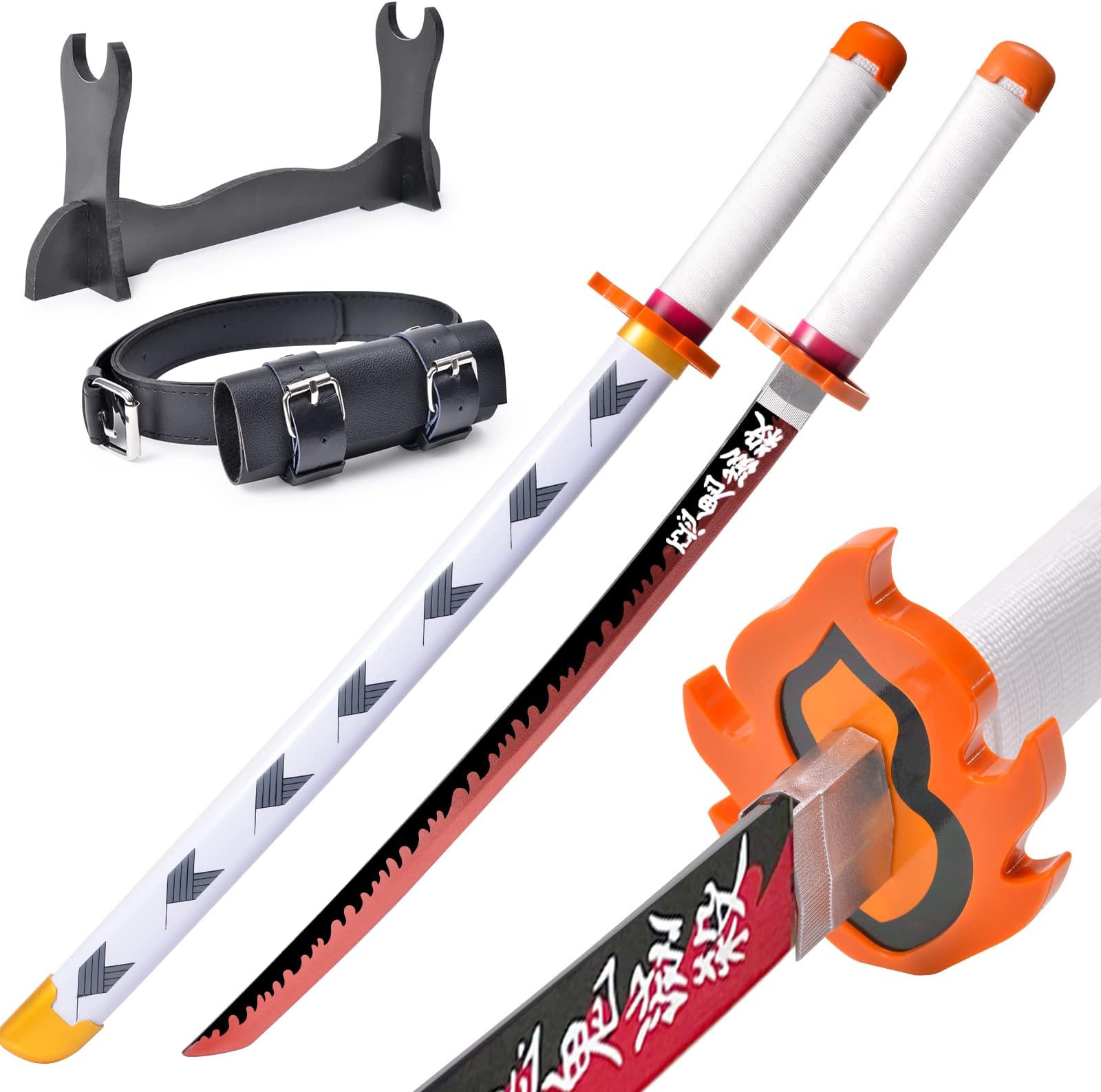 Demon Slayer Sword for Kids 31inch - Bamboo Blade with Belt and Sword Stand - Anime Sword Original Texture，Demon Slayer Katana for Cosplay Purpose，Various Styles Available