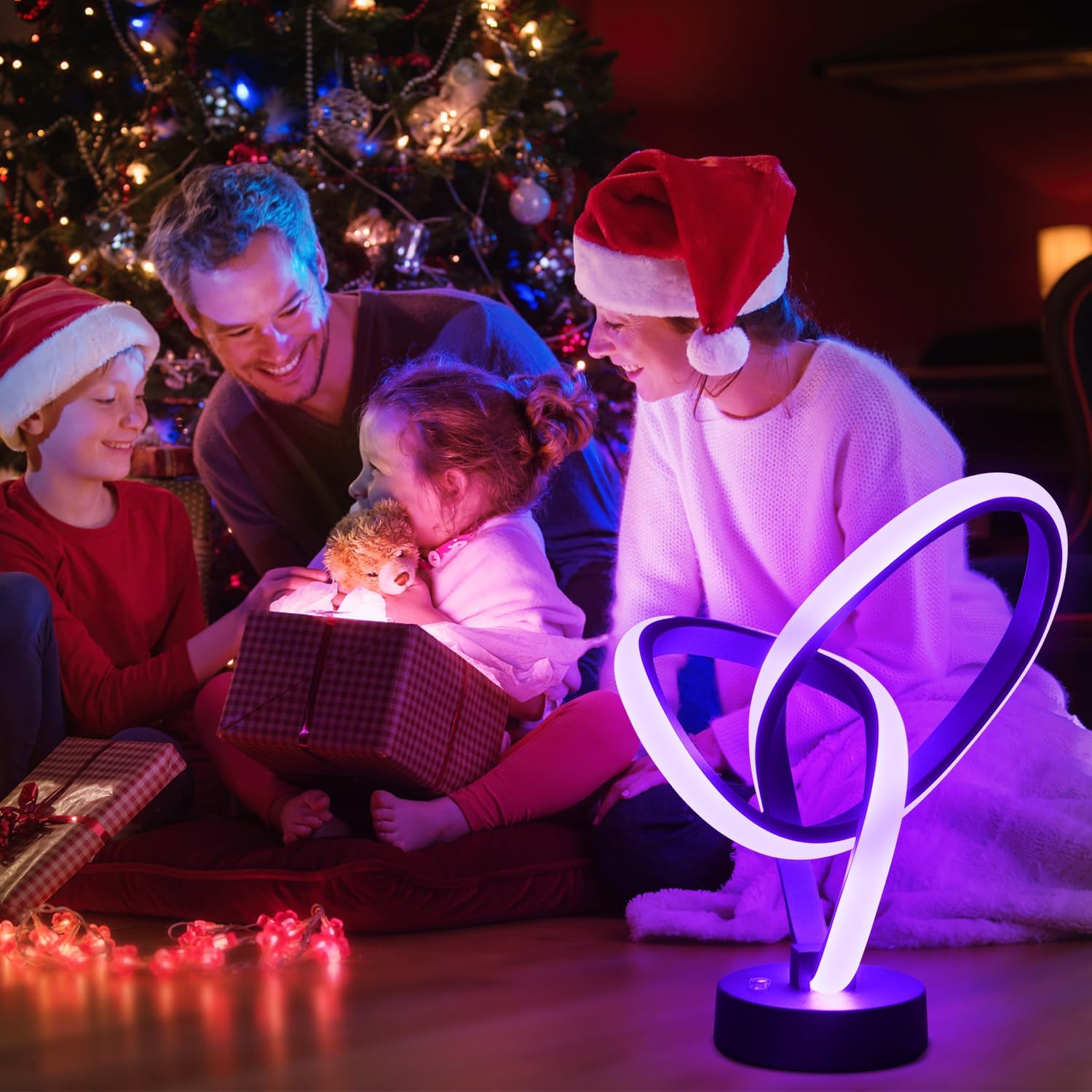 Vocevos LED Modern Table Lamps Christmas Lamp Gifts, RGB Table Lamp with 7 Colors 10 Light Modes, 3-Way Dimmable Bedside Touch Spiral Cool Desk Lamps for Nightstand
