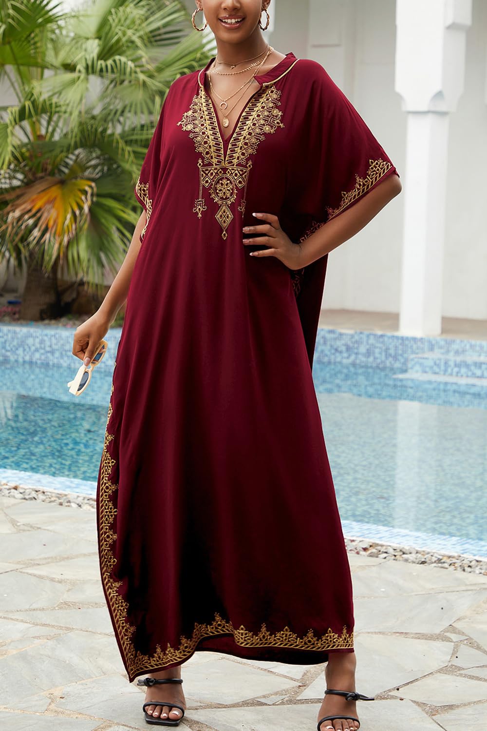 Femmes Plage Caftan Surdimensionné Chemise de Nuit Bohomian Kimono Vêtements de Nuit Biniki Couverture Ups Sarong Paréo