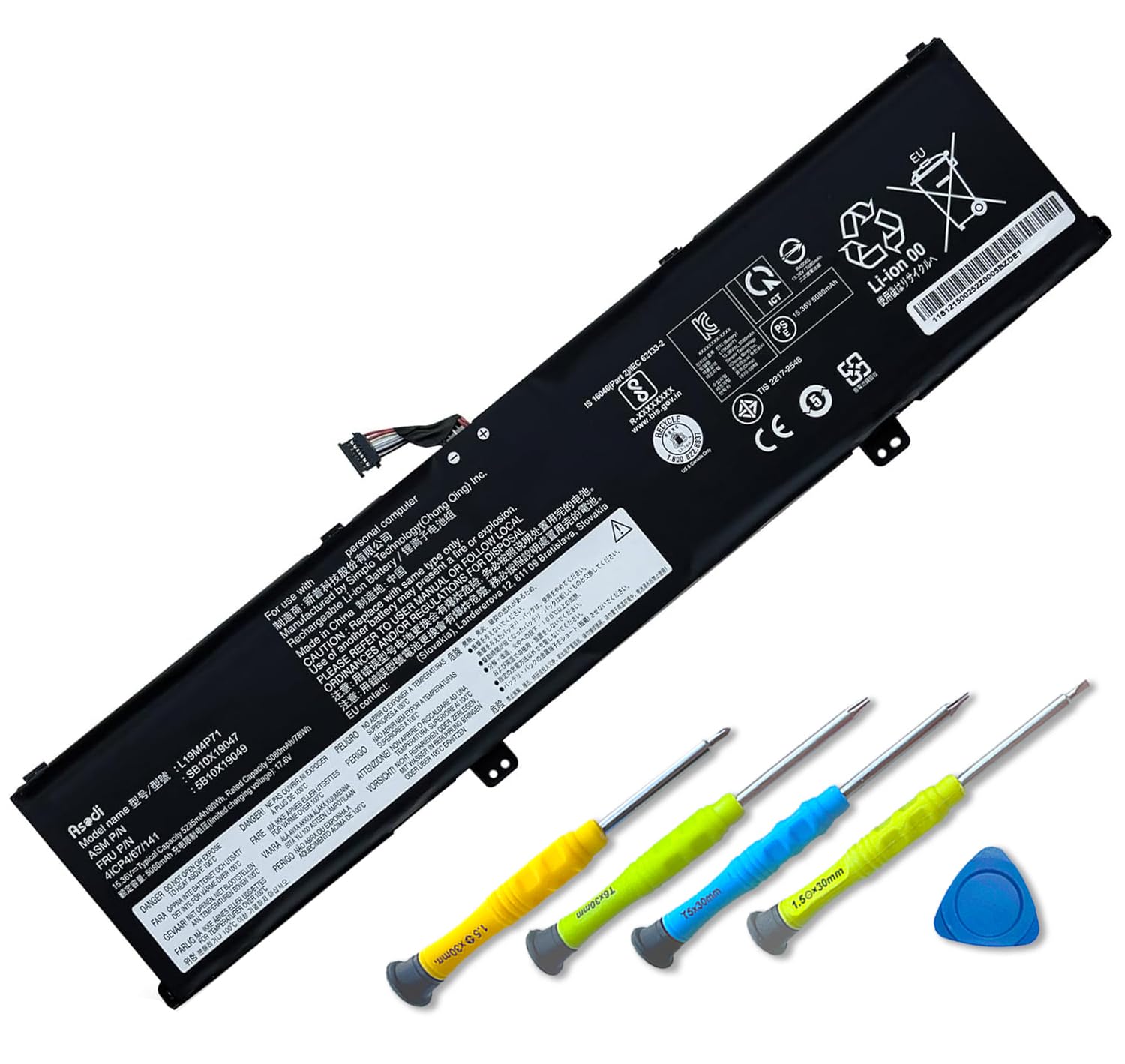 ASODI L19M4P71 L19C4P71 Laptop Battery Compatible with Lenovo ThinkPad X1 Extreme P1 3rd Gen ThinkPad X1 Extreme 3rd Gen Series 5B10X19047 5B10X19048 5B10X19049 5B10X19050 15.36V 80Wh 5235mAh
