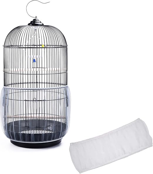 Bird Cage Seed Catcher, Suitable for Ranging from 39 to 71 Inches, Stretchy Form Fitting Mesh Skirt Cover for Parrot Enclosures, Parakeet Cage, Bird Cage Accessories, Small Bird Cage