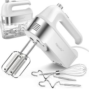 450 W Electric Hand Mixer 5-Speed Hand Mixer with Measuring Cup Storage Box 5 x Stainless Steel Accessories Turbo Function Ejection Button Kitchen Mixer for Baking and Cooking
