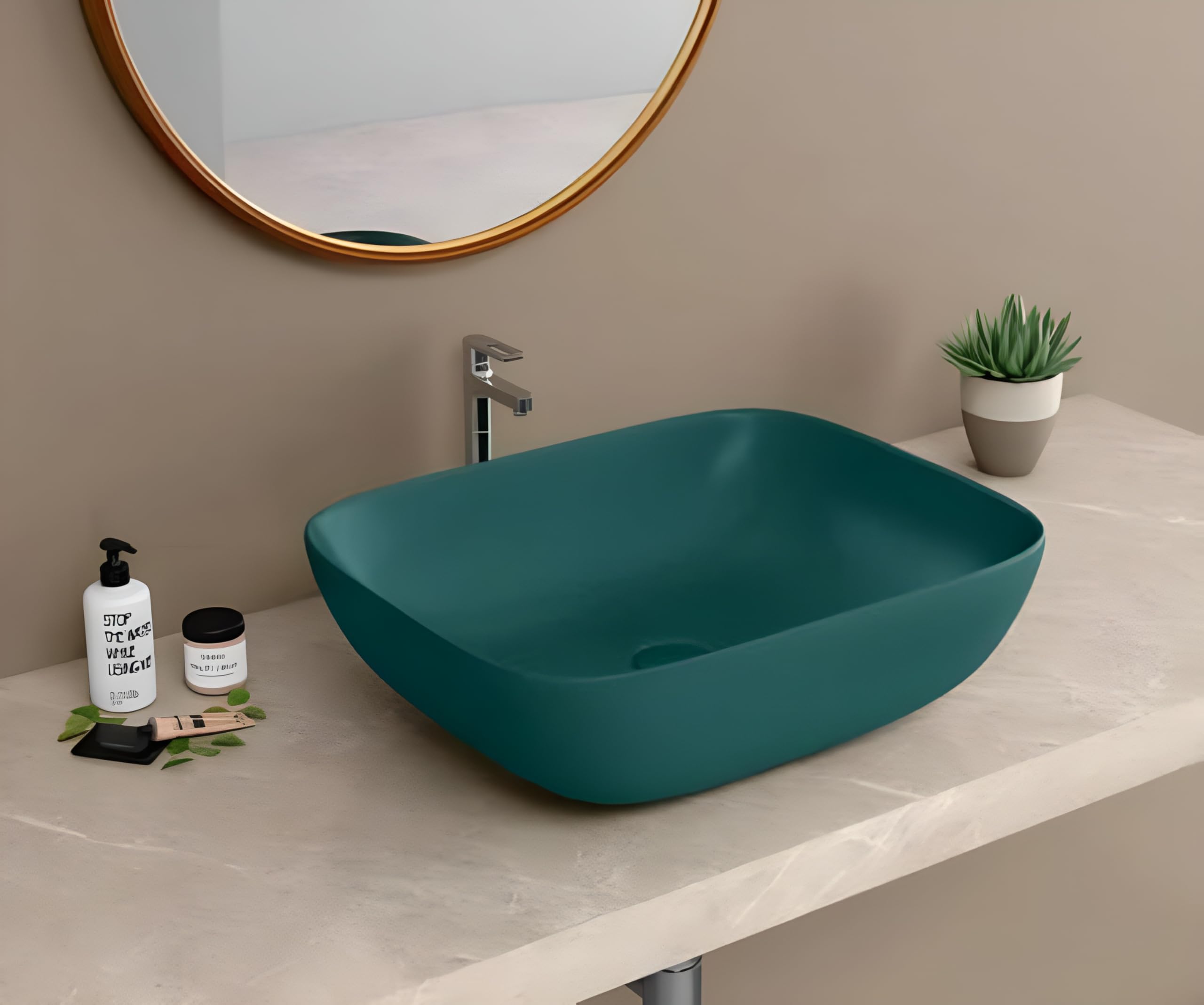 Syon CYBER Premium Ceramic PEACOCK GREEN Table Top Wash Basin (18.5 inch x 13 inch) (B0DBPS9MMD) Amazon Price History, Amazon Price Tracker