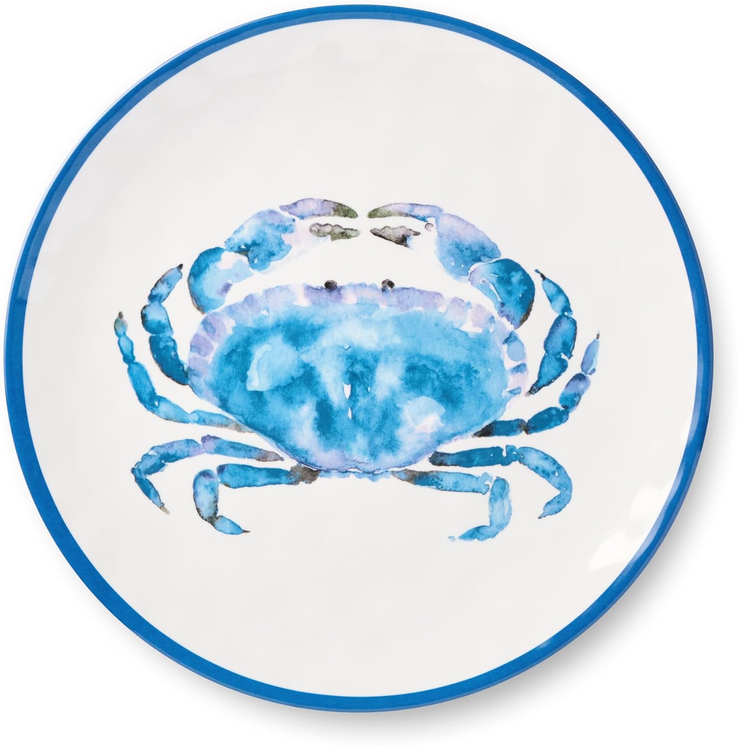 Beach House Crab 11-Inch Melamine Dinner Plates – Set of 6, Vibrant Nautical Charm, Durable, Lightweight & Dishwasher-Safe