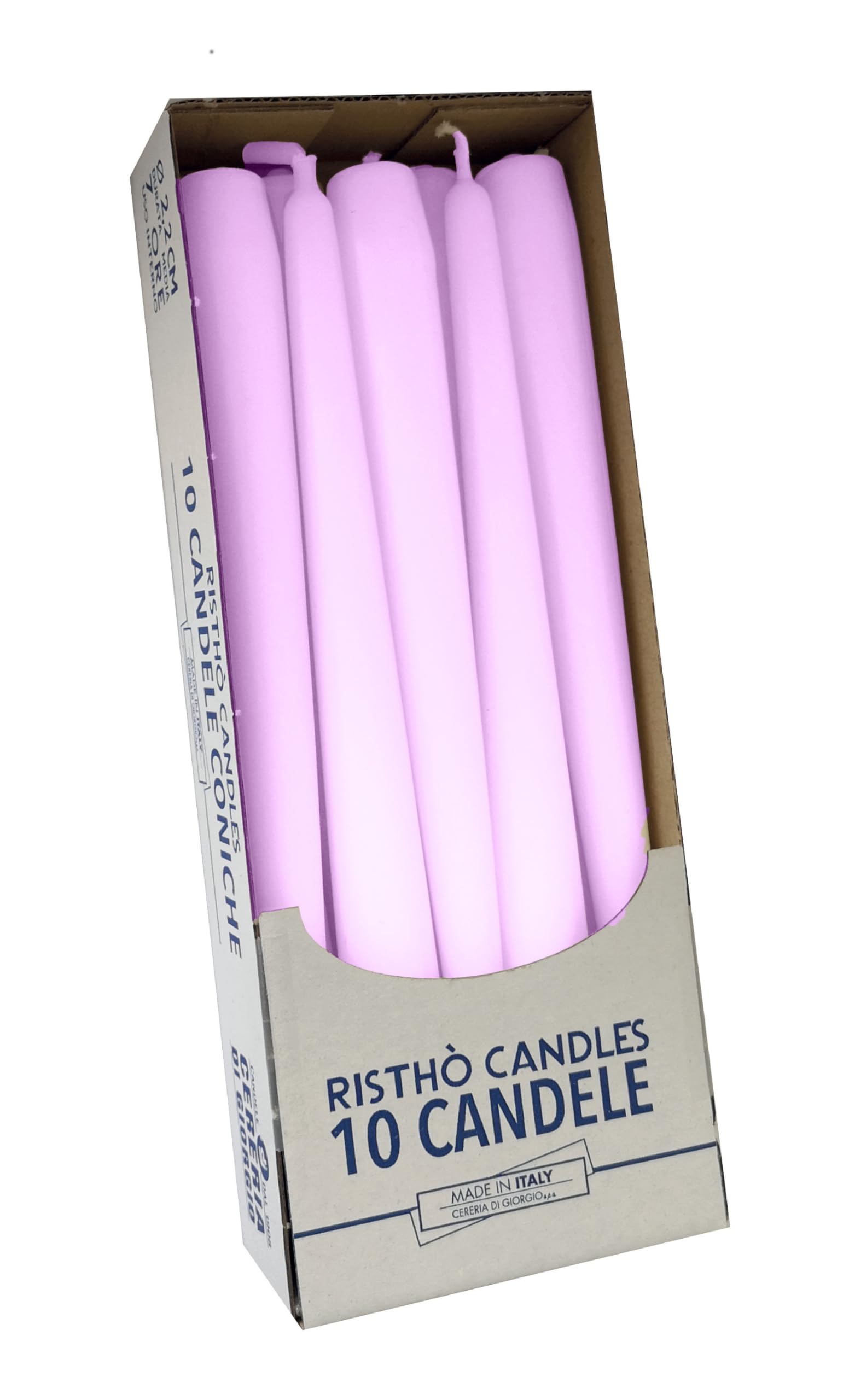 Cereria Di Giorgio Bougies Coniques Plume – Lot De 2, 2,2 X 25 Cm, Sans Parfum, Brûlent 7 Heures – Pour Restaurant, Décoration