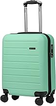 Rocklands® Lightweight 4 Wheel Hard Shell Luggage Suitcase Ryanair Cabin Travel Bag 55x40x20cm - ABS822 (Apple Green)