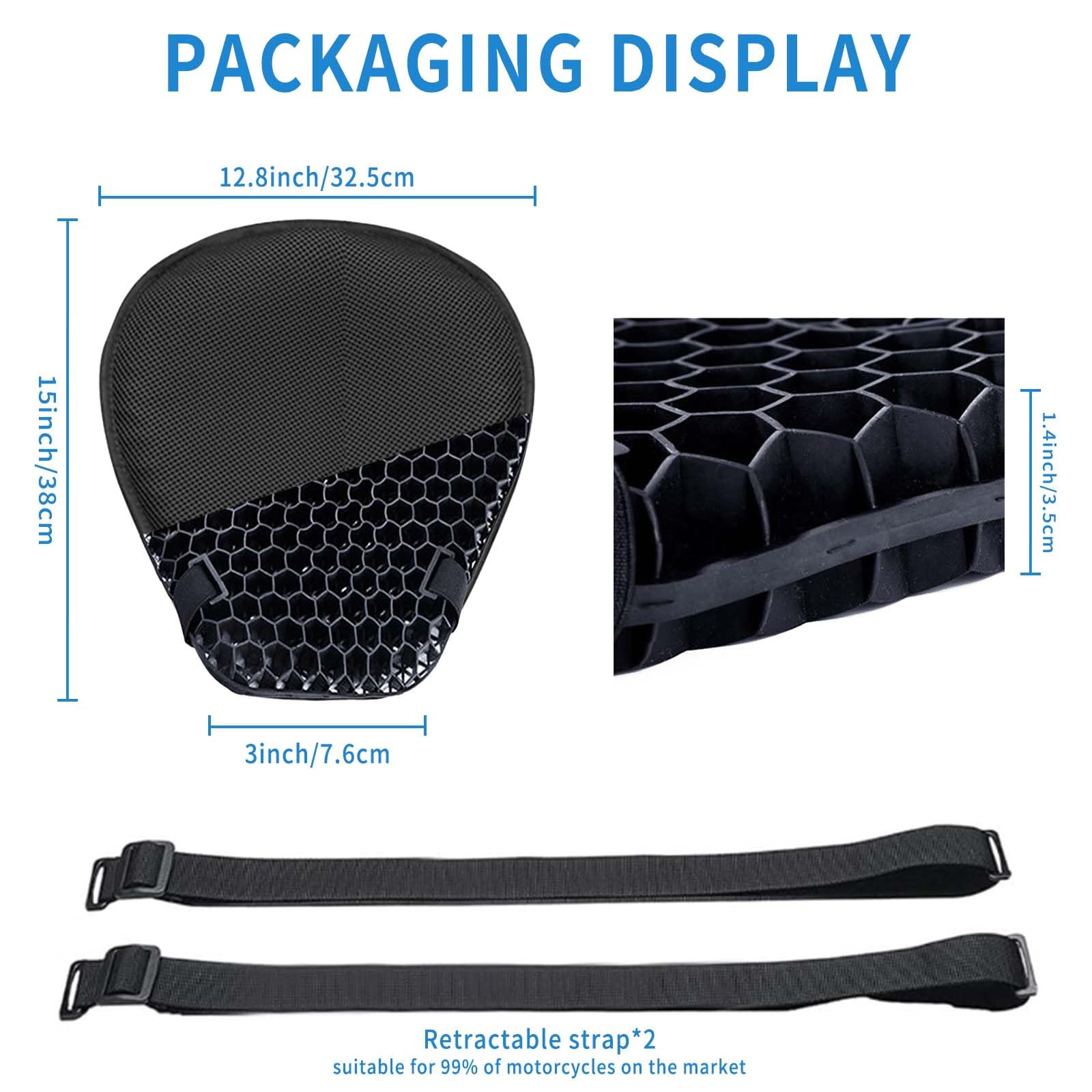 Motorcycle Seat Cushion Plegable, Cojin Moto con Innovador Protector de Amortiguación del Cojín de Gel, Transpirable Físicamente y Cómodo a Largo Plazo, Cojin Asiento Moto Gel