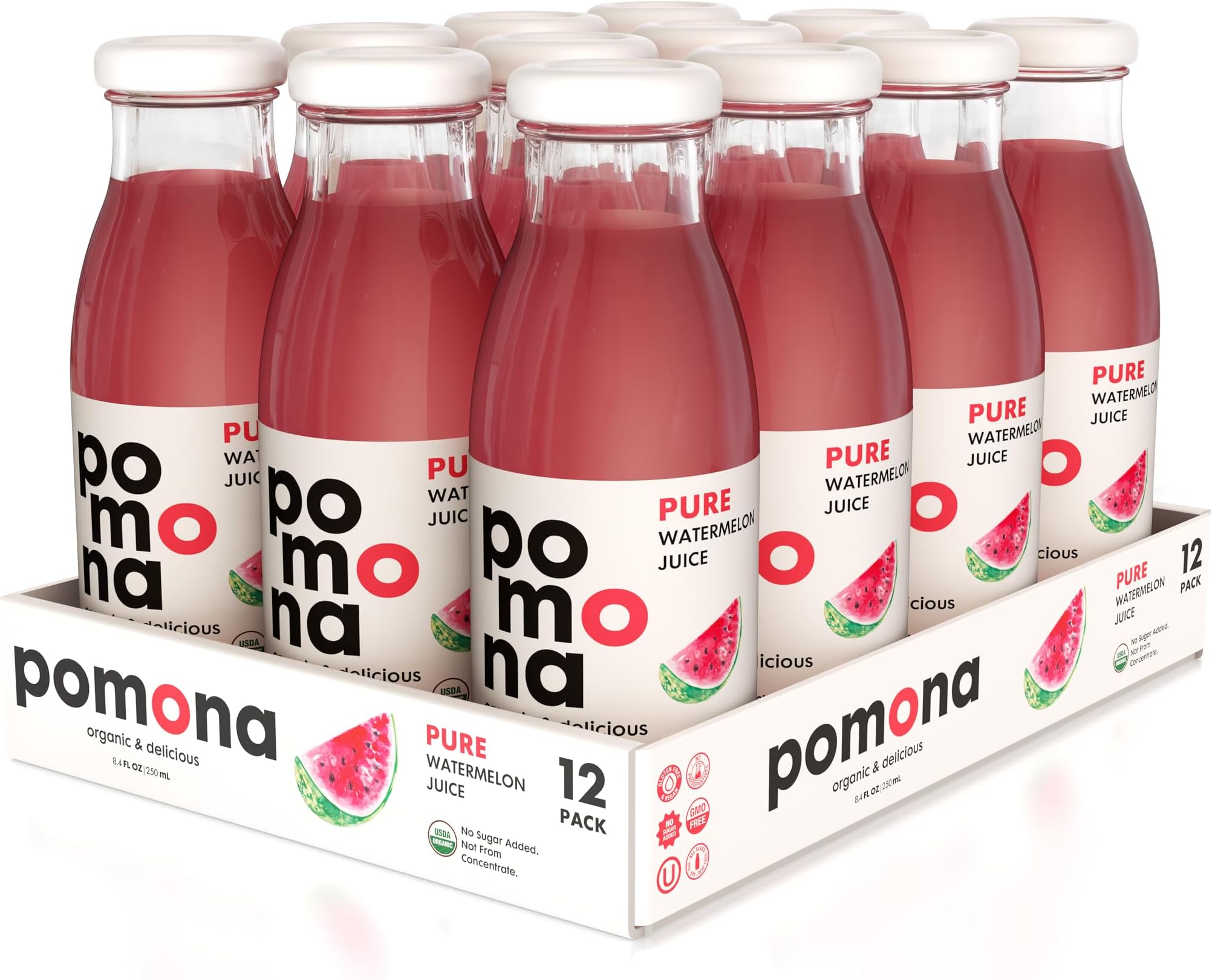 Pure Watermelon Juice, Cold Pressed Organic Juice, Non-GMO, No Sugar Added, Not from Concentrate, Gluten Free, Kosher Certified, Preservative Free, 8.4 Ounce (Pack of 12)