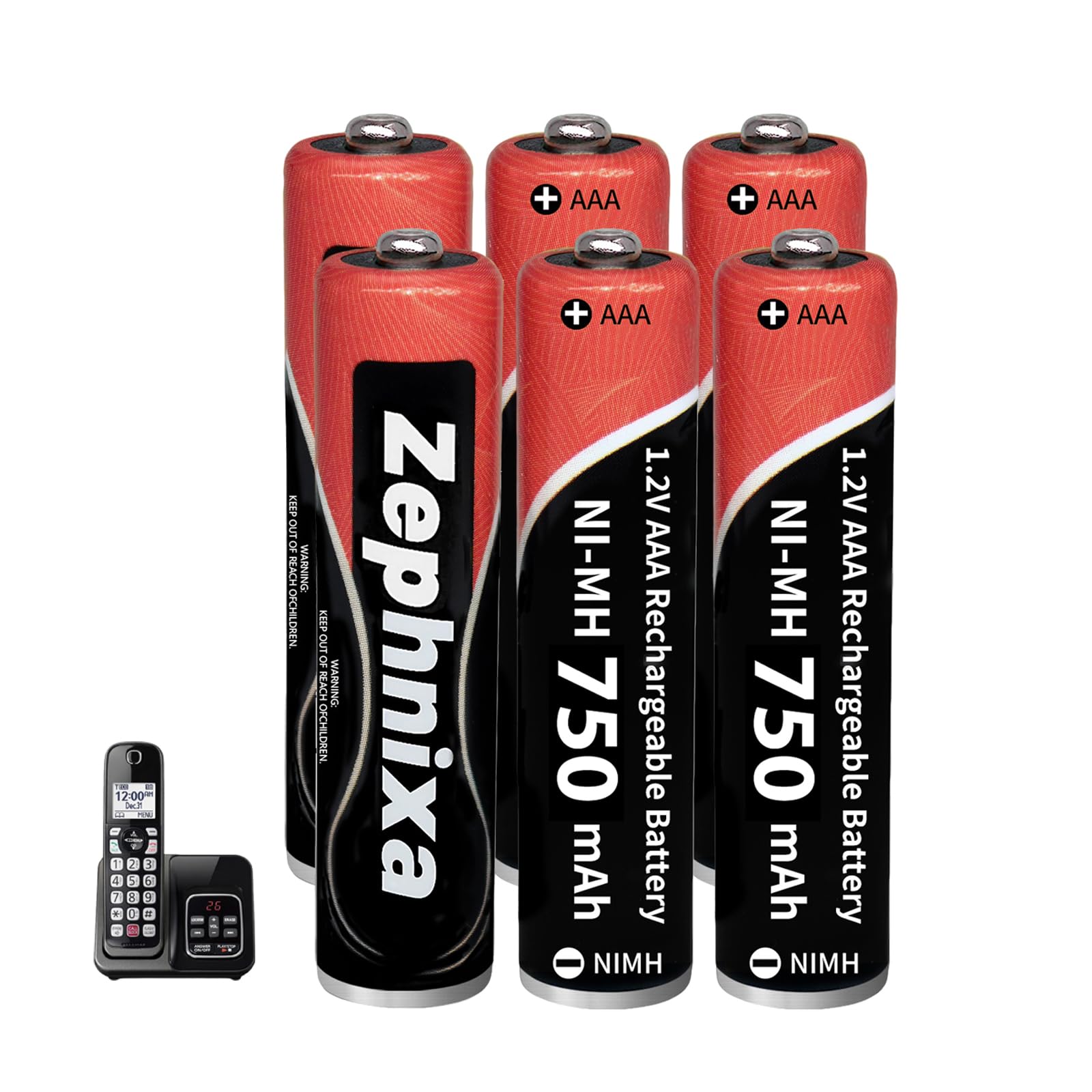 6 Pack 1.2V 750mAh Ni-MH AAA Rechargeable Batteries - Pre-Charged Low Self-Discharge AAA Battery for Panasonic, BT, Gigaset Cordless Phones | Remote Controls, Toys & More
