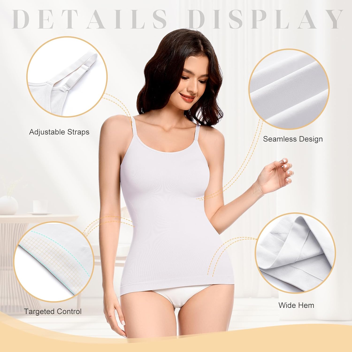 Tummy Control Shapewear Tank Tops for Women Body Shaper Cami Compression Camisole Slimming Shaping Tank Tops - Image 3