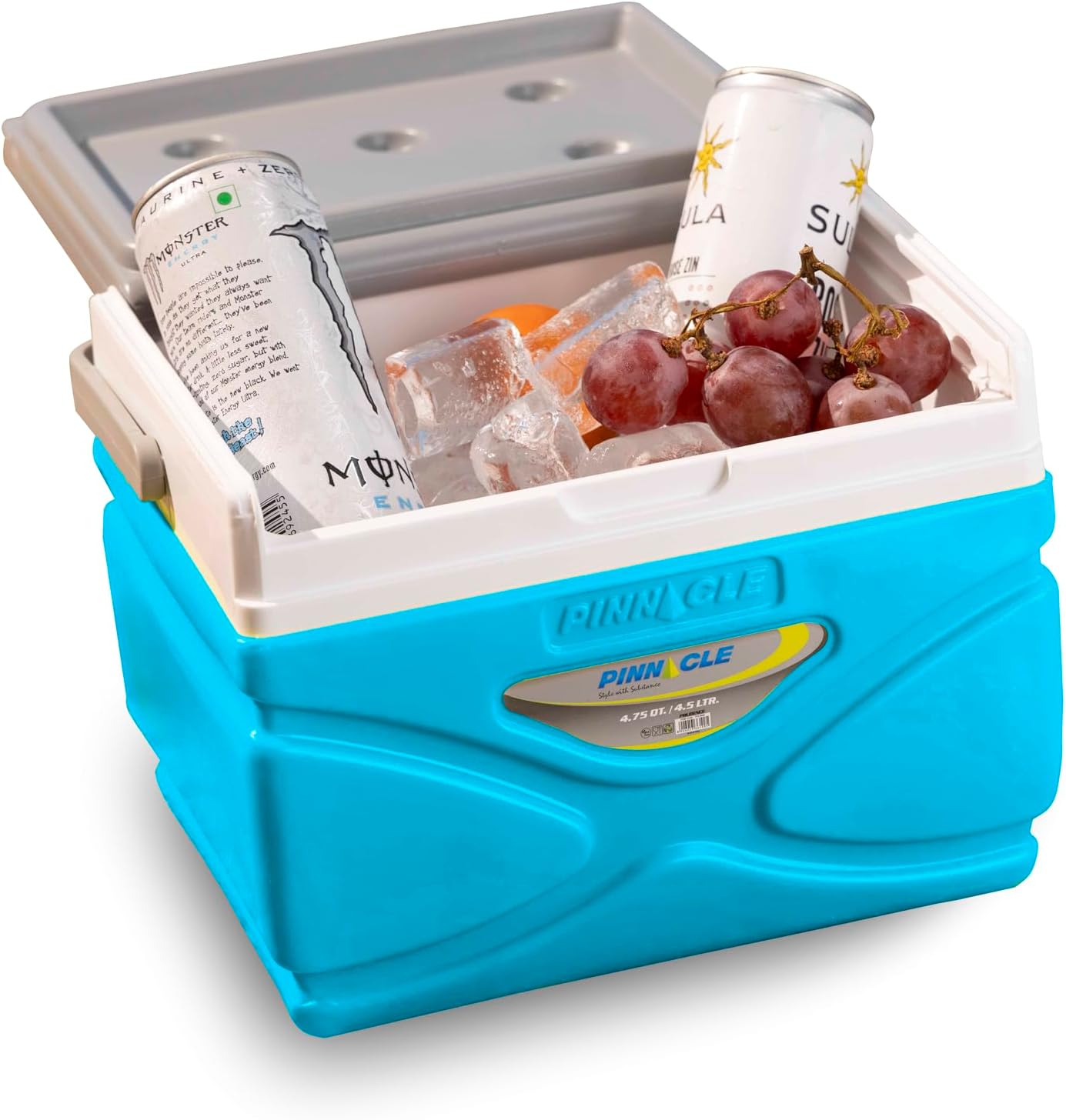 Pinnacle Prudence 4.5L Chiller Ice Box | Fits 6 Cans | Hold Ice Upto 24hrs | Lid Used as Tray | Portable Insulated Cooler IceBox for Car Travel,Camping,Parties,Medical,Picnics,Sports