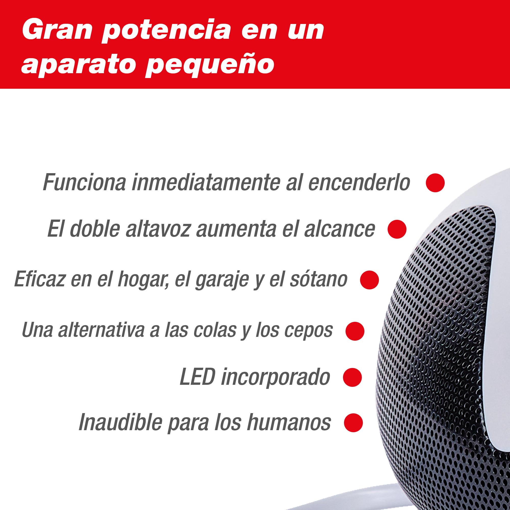 SWISSINNO Repelente Ultrasónico de Roedores 30 m² - Ahuyentador Electrónico de Ratones Ratas y Martas para Interiores - Repelente Ultrasónico con Doble Altavoz - Funciona por Enchufe