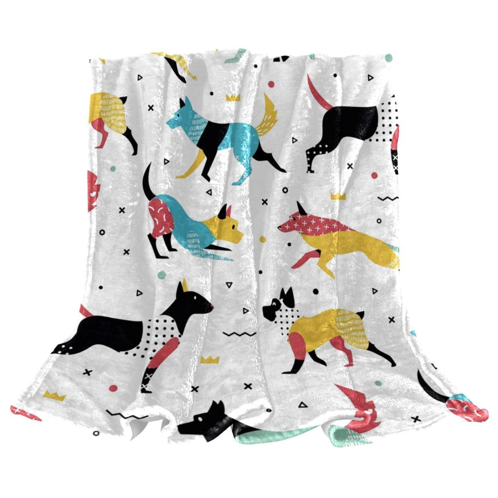 Couverture en peluche microfibre TBOUOBT aux motifs de chiens de dessin animé pour canapé