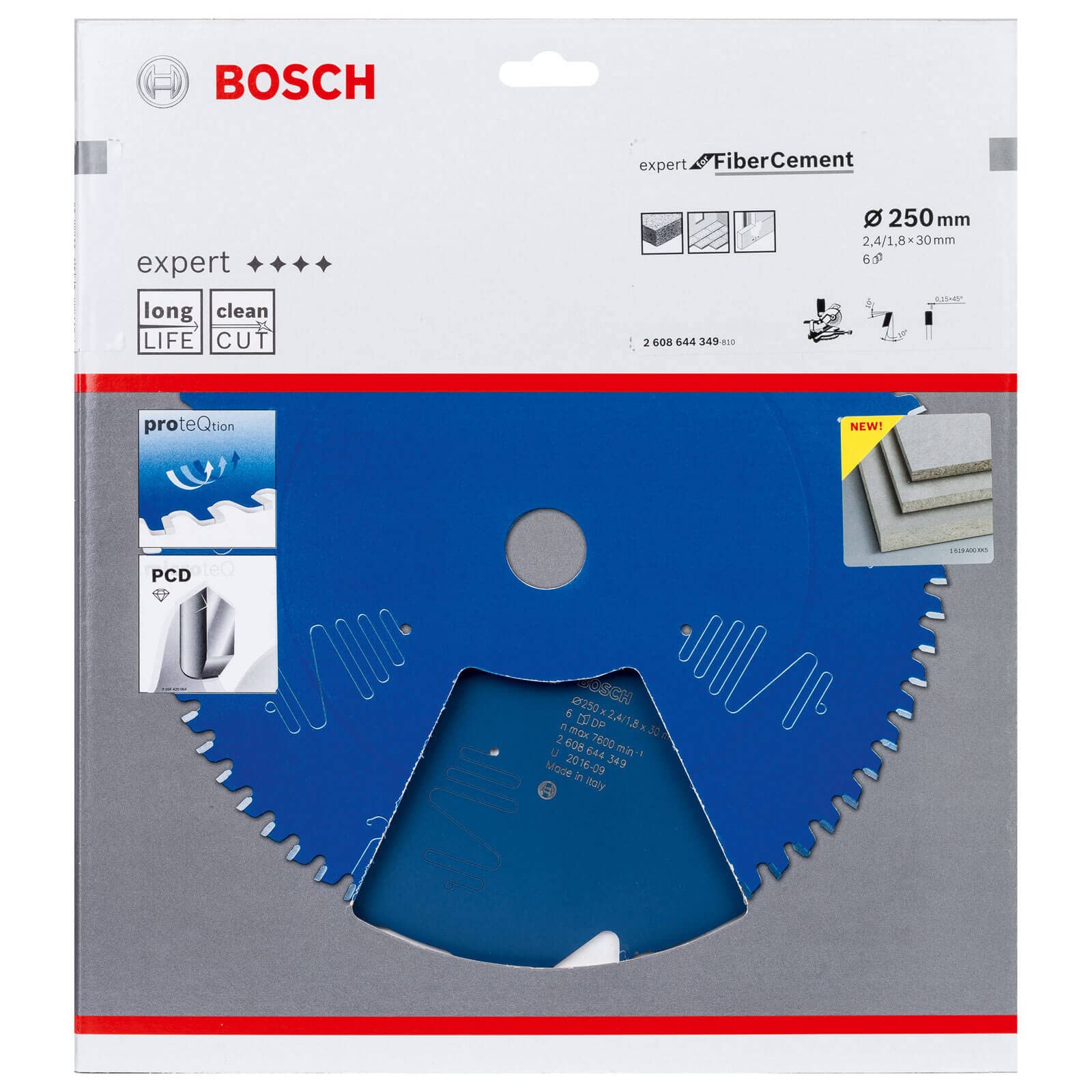 Bosch Professional 2608644344 brzeszczot do piły tarczowej Expert for Fiber Cement (do cementu włókninowego, 184 x 30 x 2,2 mm, zęby 4, akcesoria pilarki)