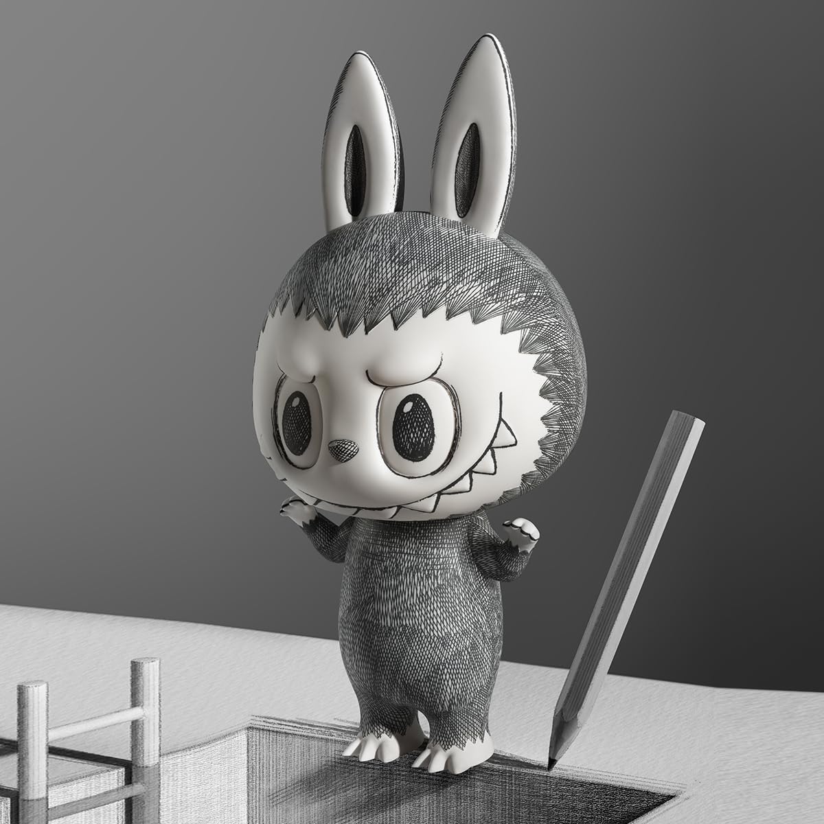 POP MART MEGA LABUBU 400% Sketch Series Figures The Monsters