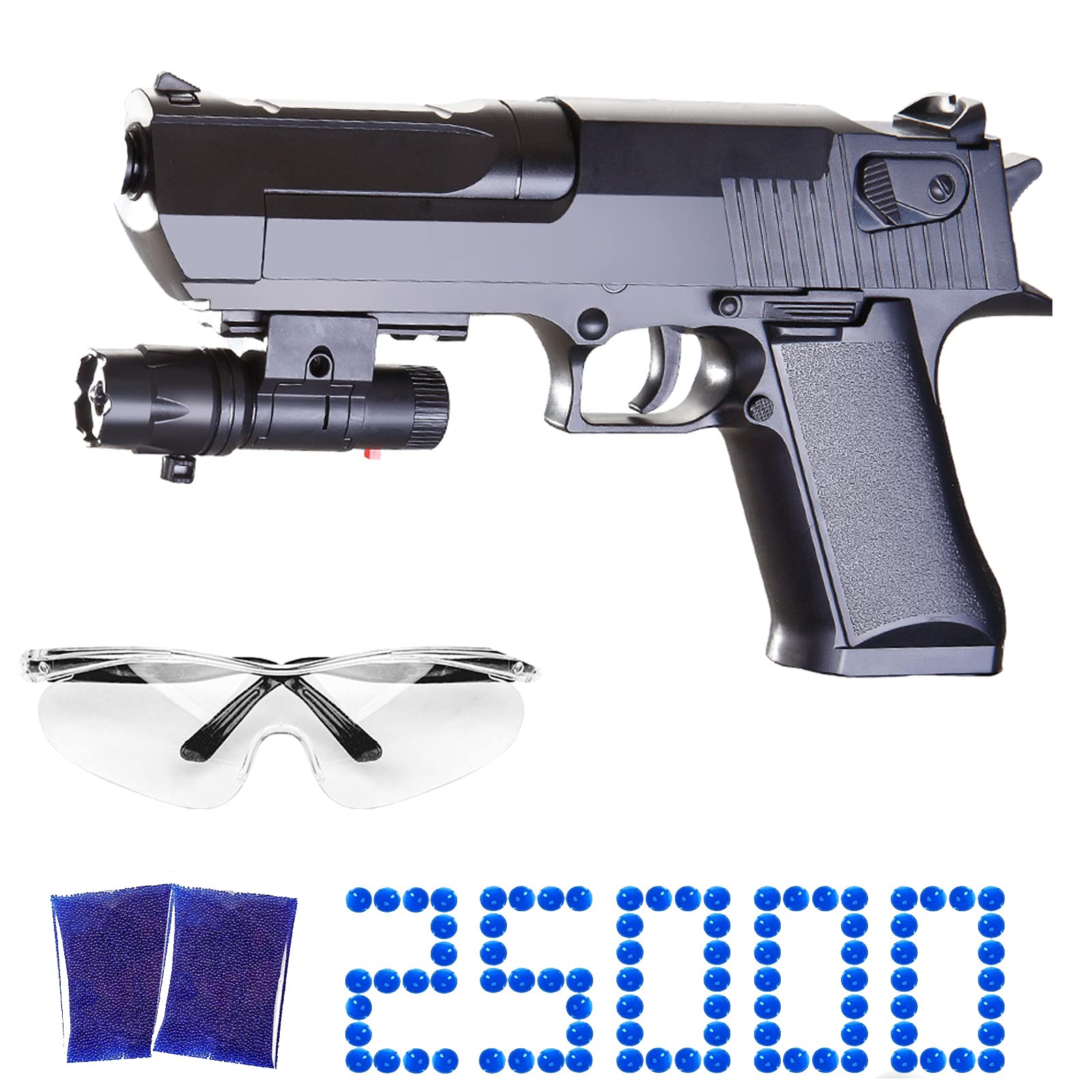 JM-X2 Gel Desert Eagle Blaster Toy, Jayol Splatter Blaster Ball with 25,000 Gel Balls and Safety Glasses for Outdoor Activities - Team Game Gift for Boys and Girls Ages 14+(Black)