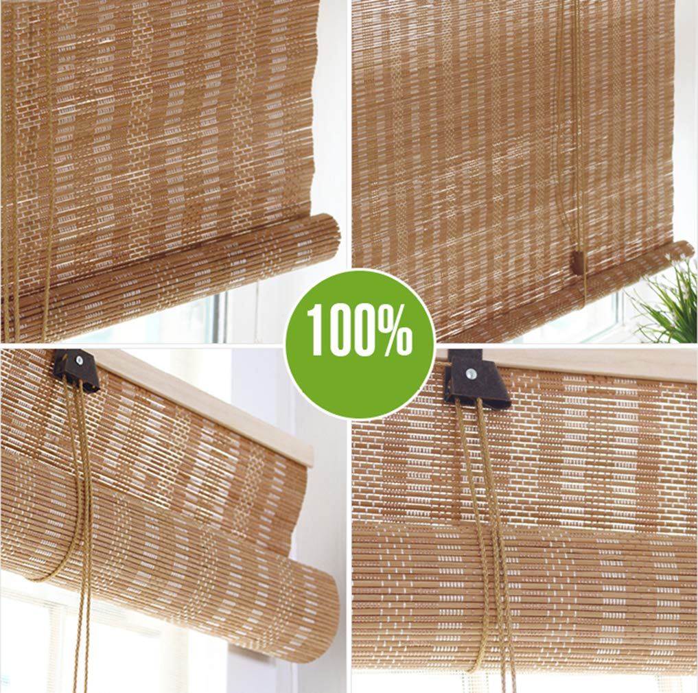 Bambusrollos Raffrollo,Bambus-Roll-Up-Jalousie-Sonnenschutz/Sichtschutz Rollo,Lichtfilter Bambus-Rollo für Wohnzimmer/Büro/Balkon/Raumteiler,mit Armaturen,Anpassbar(100x180cm/39x71in)