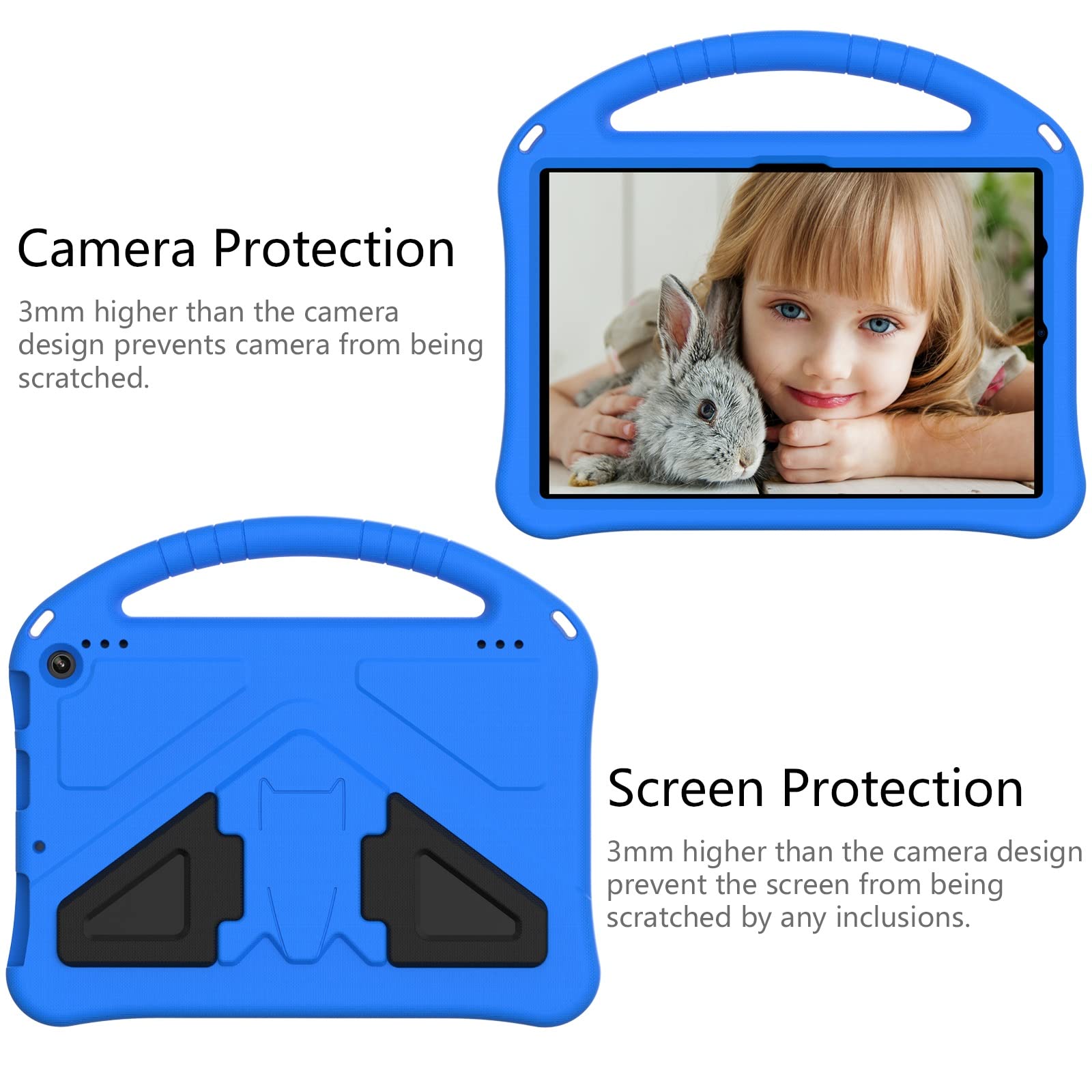 Pokrywa tabletu Dla dzieci dla Kindle Fire HD10 2021. Sprawa, dla ognia Kindle HD 10. Plus 2021 Case, dla dzieci Eva Shockproof Lightweight Dropproof Stand Tablet Case Strona główna tabletu(Blu)
