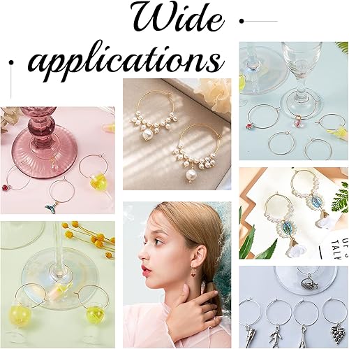 Miniatura 4 de DICOSMETIC 100 aretes octágonos dorados de 0.984 in, de acero inoxidable 316, con hallazgos de copa de vino para hacer joyas