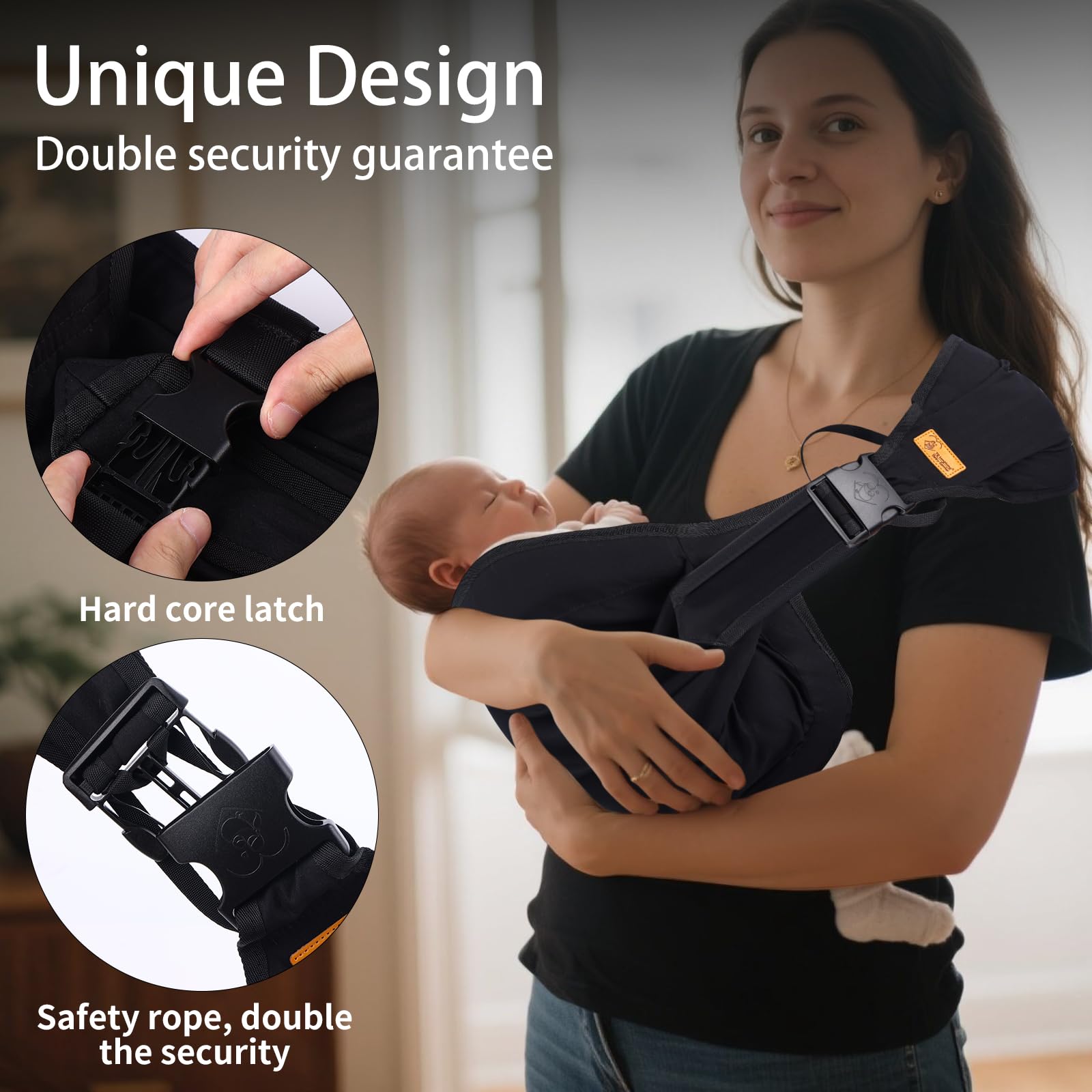 Toddler Carrier Sling Baby Carrier Newborn Baby Sling Carrier Baby Carriers from Newborn Baby Wrap Carrier Toddler Sling with Extra Wide Cozy Strap, Safety Adjustable Ergonomic Toddler Carrier — view 3