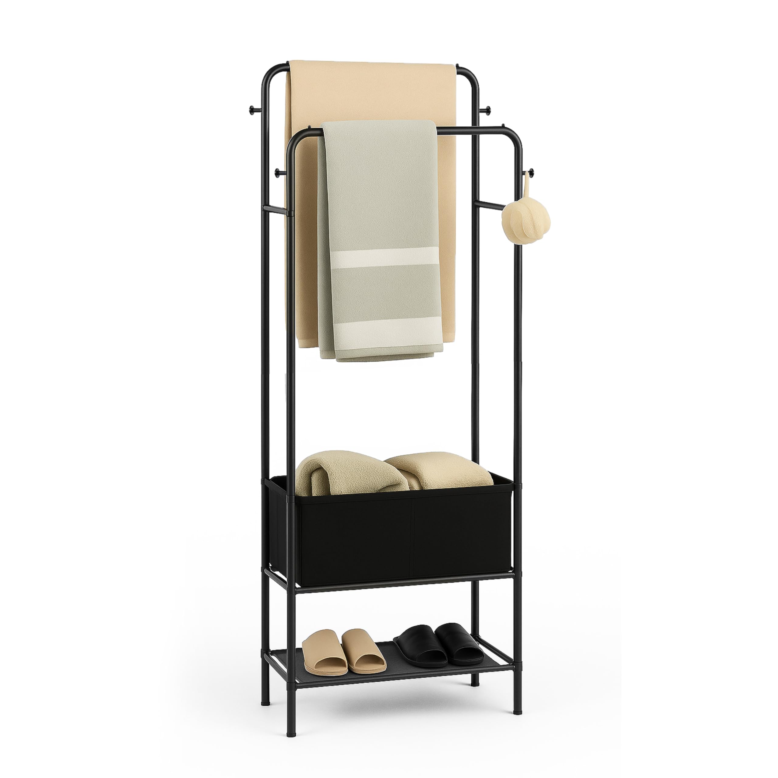 Black Freestanding Towel Rack